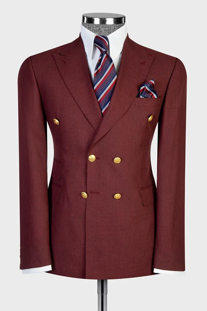 Double-breasted 2-piece Suit in Burgundy