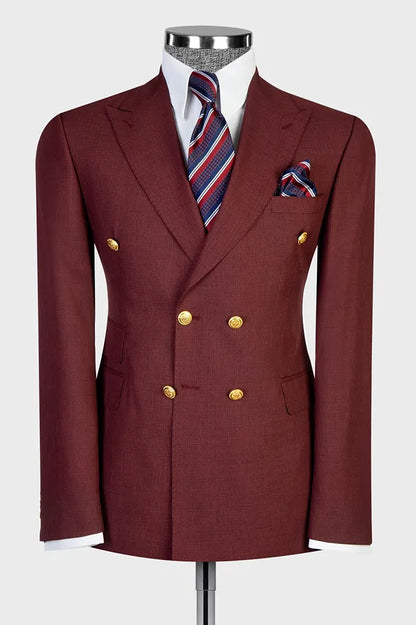 Double-breasted 2-piece Suit in Burgundy