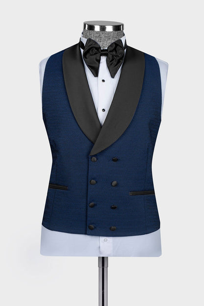 Navy Blue 3-piece Shawl Lapel Single Breasted Tuxedo