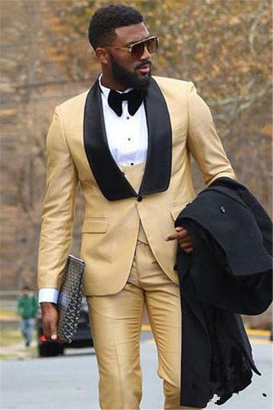 Champagne 3-piece Shawl Lapel Men's Tuxedo