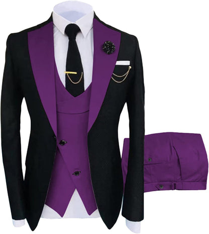 Chic Purple Shawl Lapel 3-Pieces Custom Prom Suits