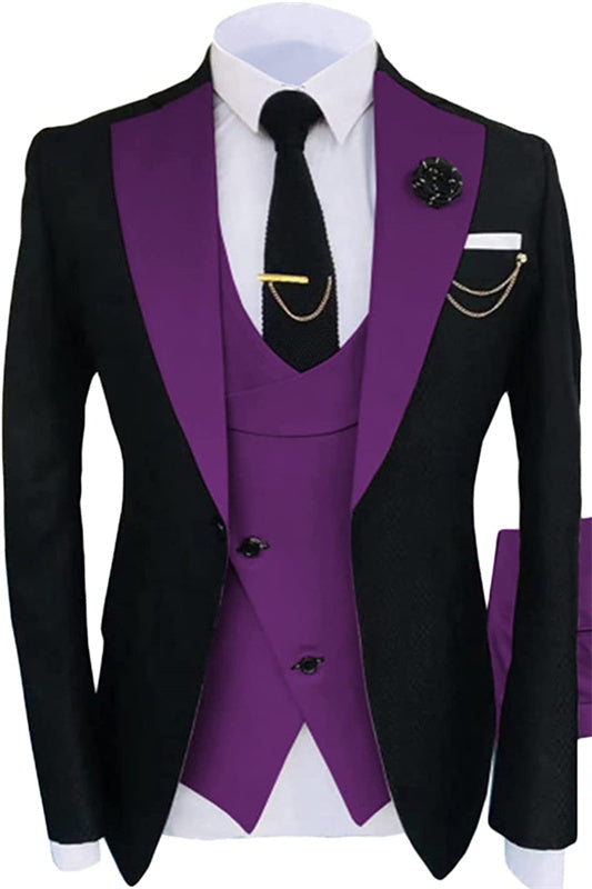 Chic Purple Shawl Lapel 3-Pieces Custom Prom Suits