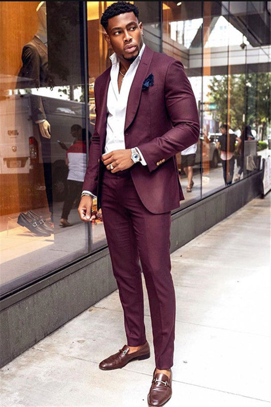 Classic Burgundy 2-Piece Men‘s Suit Prom Outfit
