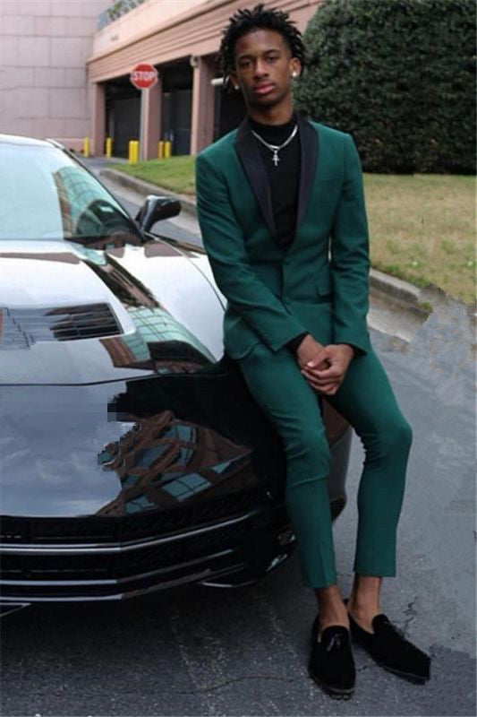 Classy Dark Green Slim Fit Men‘s Prom Outfits