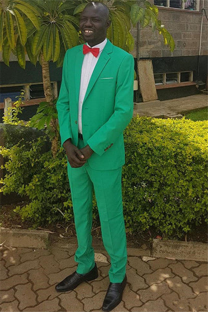 Classy Green Notched Lapel 2-piece Men's Suits