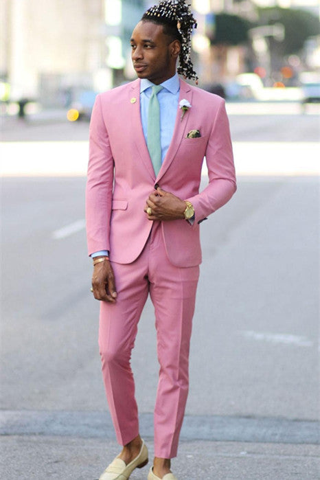 Pink Two Pieces Notch Lapel Prom Outfits for Men