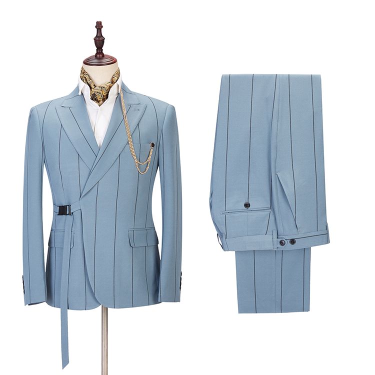 Classy Striped Peaked Lapel Classic Men Suits