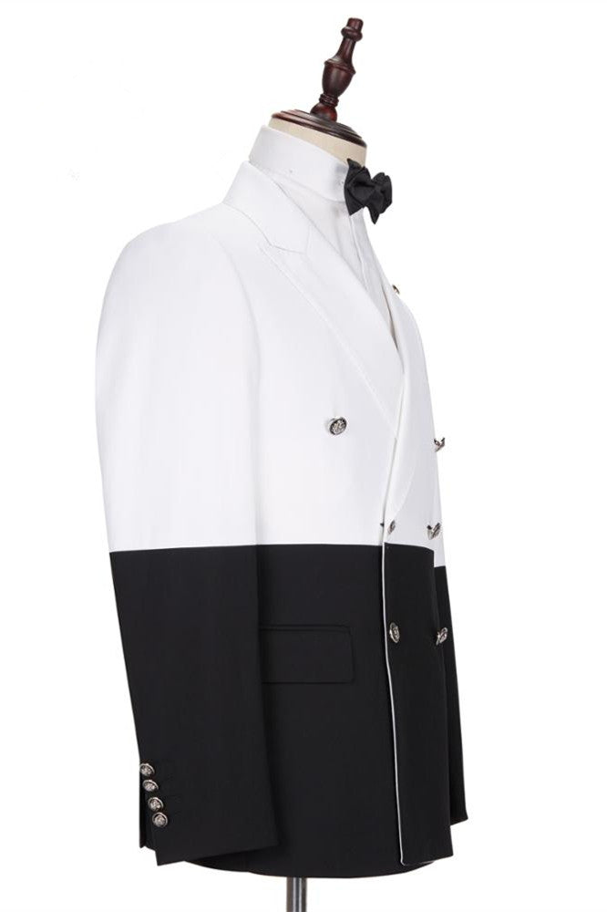 Classy White and Black Double Breasted Men Suits