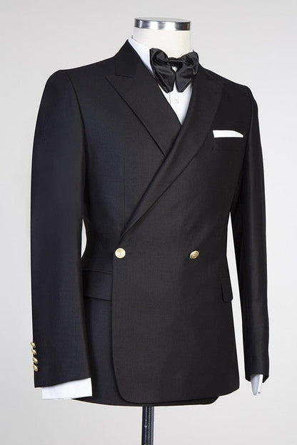 Custom design Black Peaked Lapel New in Men Wedding Suits