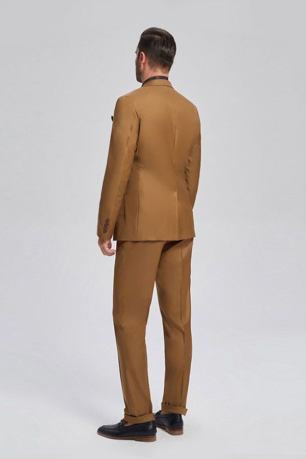 Custom design Patch Pocket Gold Brown Mens Suits for Formal