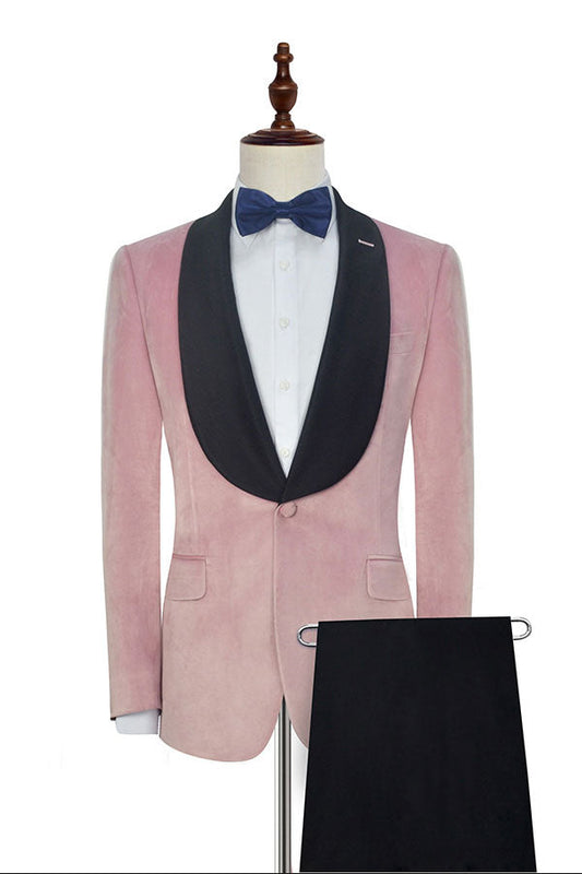 Custom Design Pink Wedding Tuxedos Shawl Lapel Marriage Suit