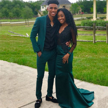 Dark Green 2-Piece Notched Lapel Designer Prom Suits