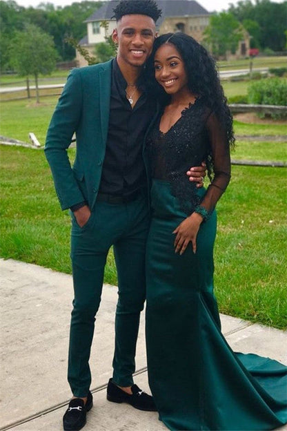 Dark Green 2-Piece Notched Lapel Designer Prom Suits