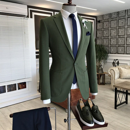 Dark Green Notched Lapel With Button Men Prom Suits