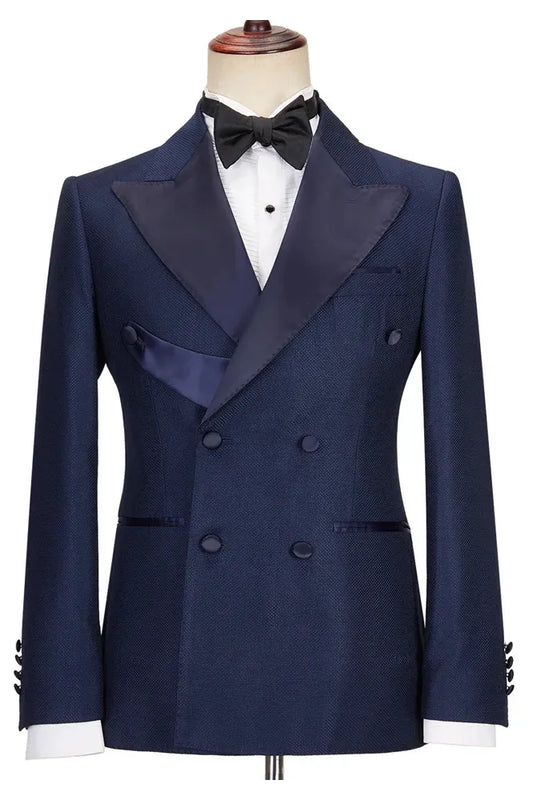 Dark Navy 2 Piece Peak Lapel Double Breasted Tuxedo