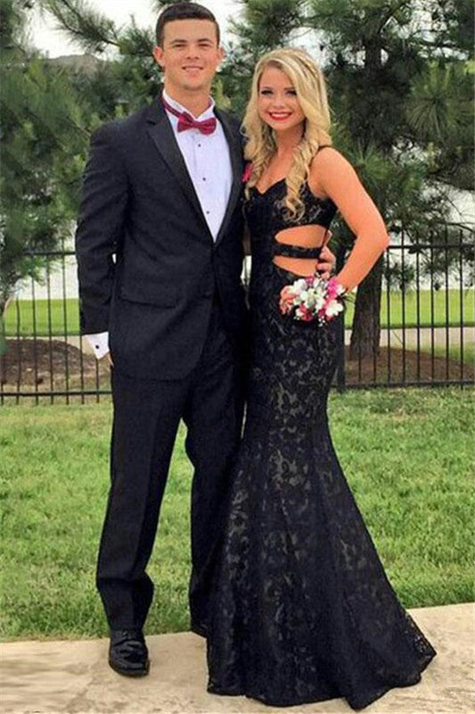 Designer Black Two-Piece Notched Lapel Men Prom Suits