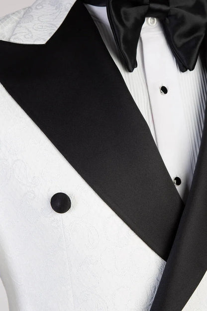 White Peak Lapel Double Breasted 2-piece Floral Tuxedo