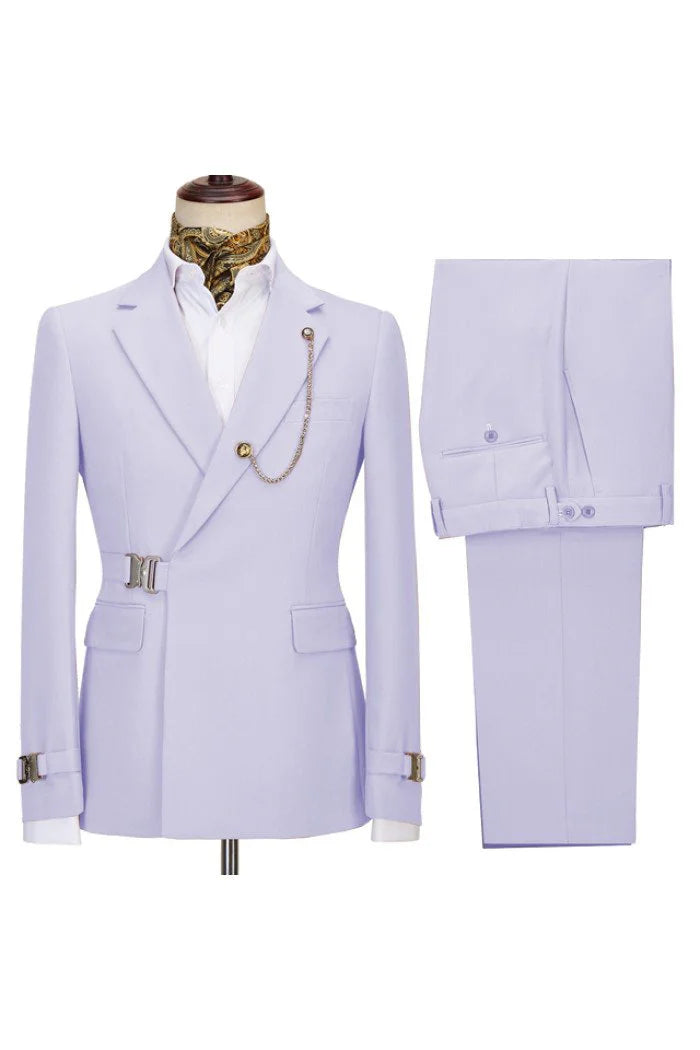 Light Taro Purple 2-Piece Suit Men's Prom Suit Notched Lapel Regular Fit Tuxedo Outfits