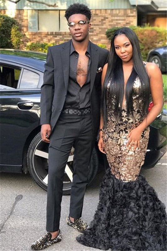 Fashion Black 2-Piece Prom Suits Slim Fit Men's Suit