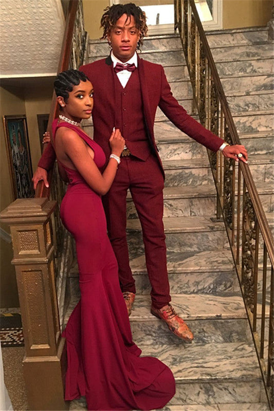 Fashion Red Suit for Prom Three Pieces Slim Fit Suit