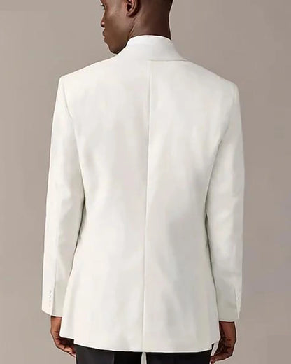 2 Piece Peaked Lapel Single Breasted White Suit