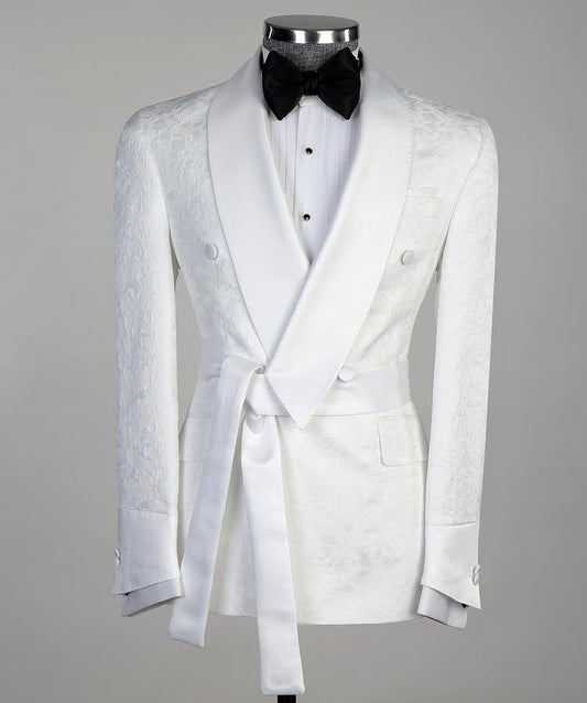 2 Piece Shawl Lapel Double Breasted White Tuxedo