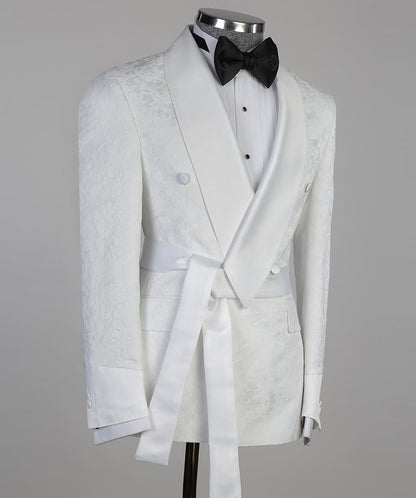 2 Piece Shawl Lapel Double Breasted White Tuxedo