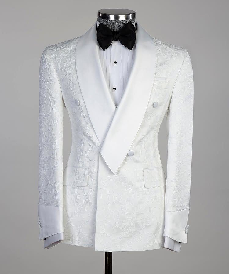 2 Piece Shawl Lapel Double Breasted White Tuxedo