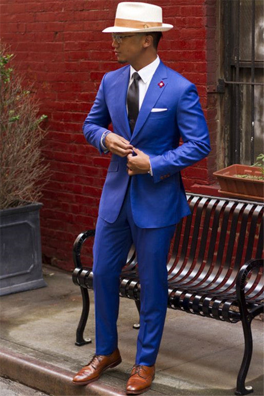 Formal Royal Blue Notched Lapel Suits for Men