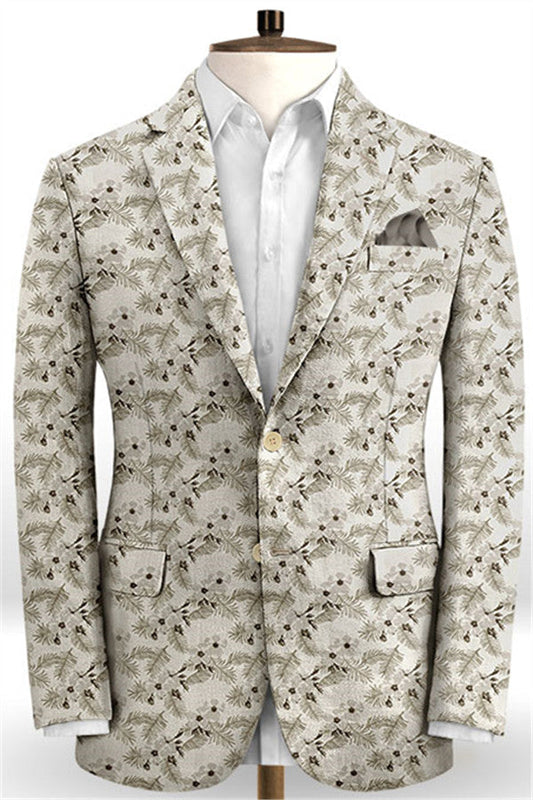 Glamorous Flower Printed Men Suits Two Pieces Prom Outfits