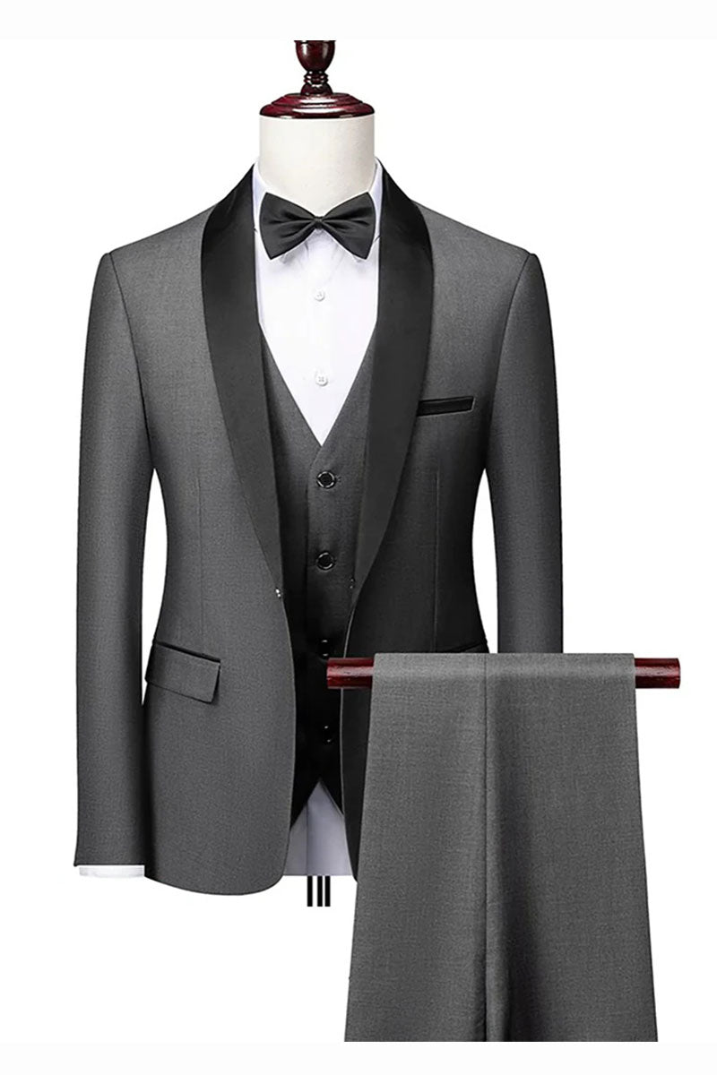 Dark Grey 3 Piece Shawl Lapel Tuxedo