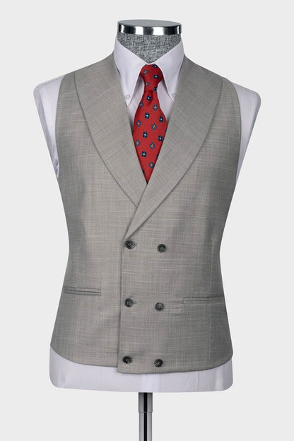 Men's Gray Peak Lapel 3-piece Suit
