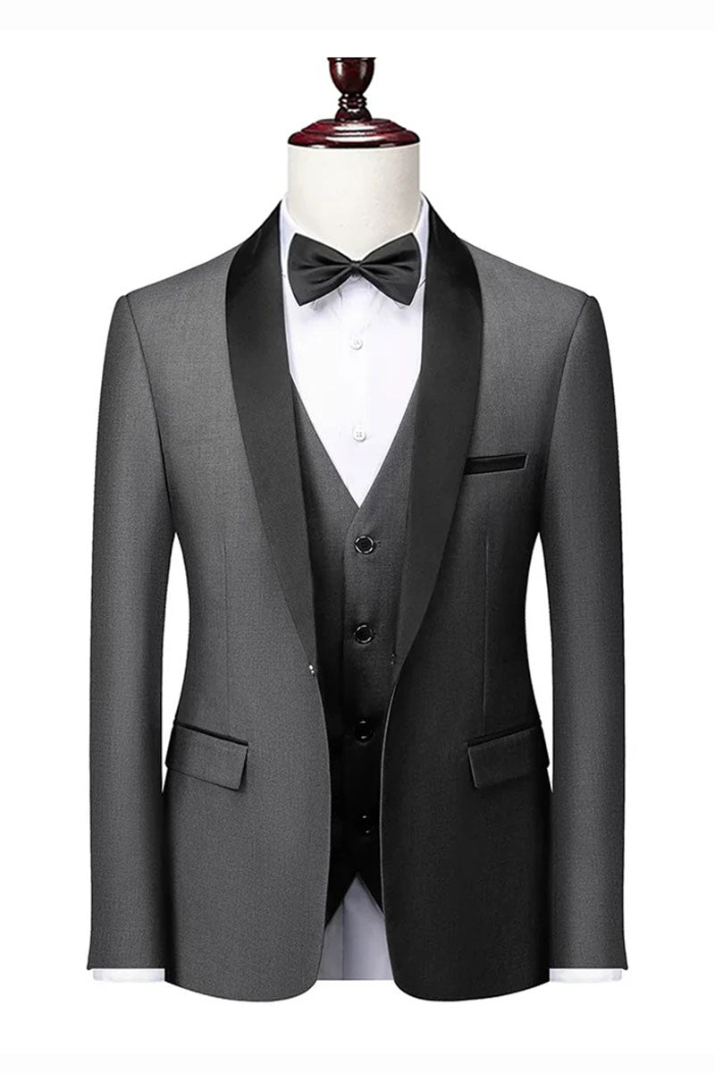 Dark Grey 3 Piece Shawl Lapel Tuxedo