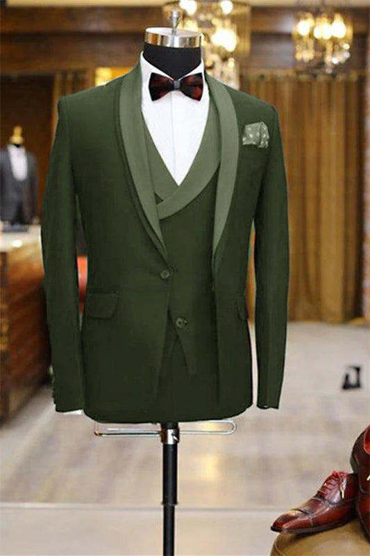 Green Shawl Lapel Prom 3-piece Suits Tuxedo