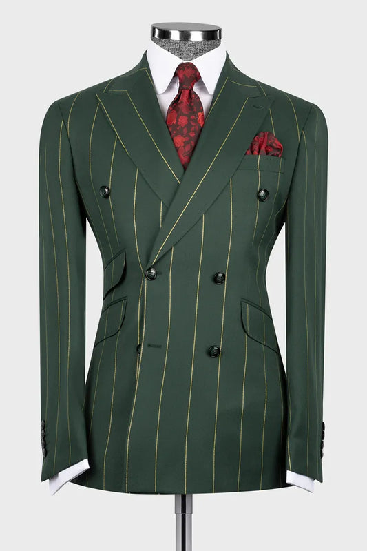 Bold Striped Double-breasted 2-piece Suit