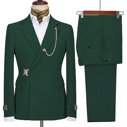 Green 2-Piece Suit Men's Prom Suit Notched Lapel Tuxedo