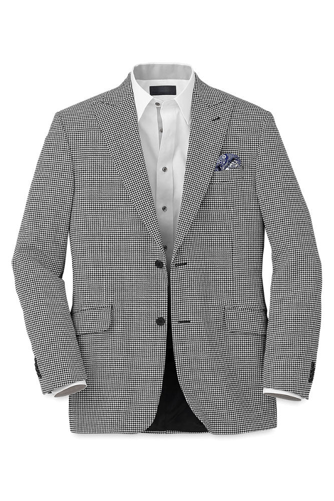 Houndstooth One-button Peak Lapel Men's Jacket