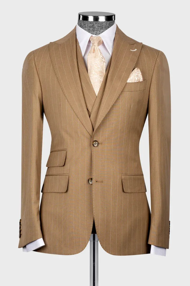 Striped Peak Lapel 3-piece Suit