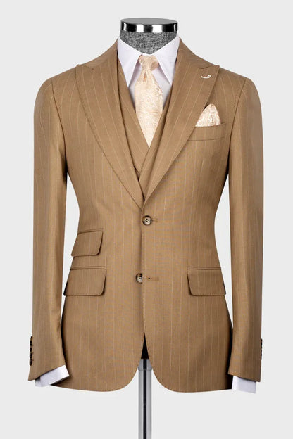 Striped Peak Lapel 3-piece Suit