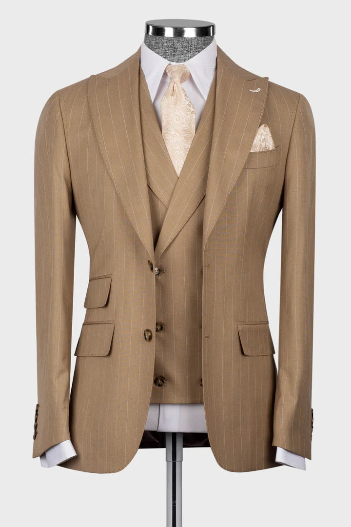 Striped Peak Lapel 3-piece Suit