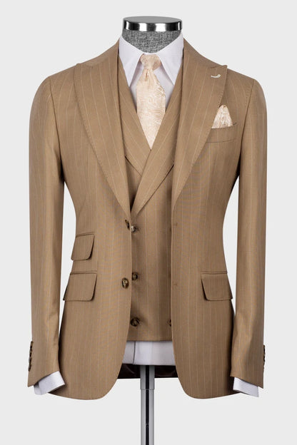 Striped Peak Lapel 3-piece Suit