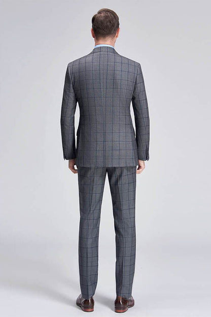 Large Checked Decent Dark Grey Mens Suits