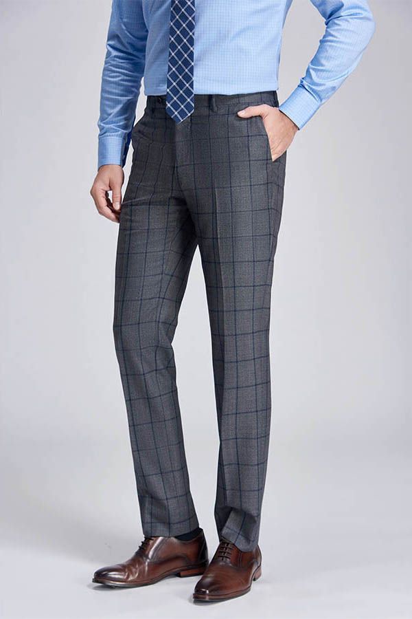 Large Checked Decent Dark Grey Mens Suits