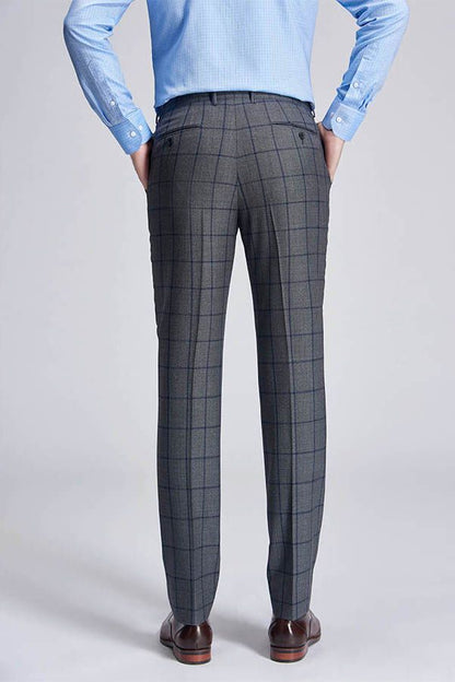 Large Checked Decent Dark Grey Mens Suits