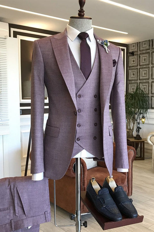 Latest Purple Peaked Lapel One Button Bespoke Men for Prom Suits