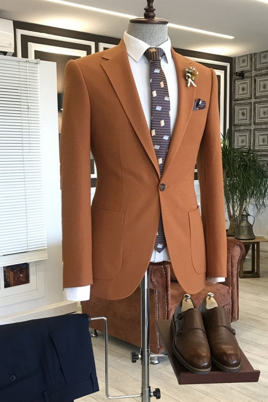 Light Brown Two Pieces Prom Suits Notched Lapel One Button