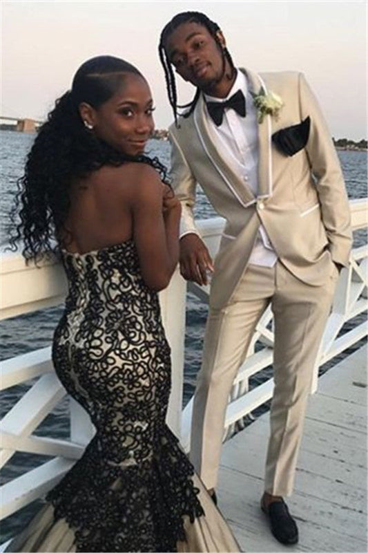 Light Champagne Shawl Lapel One Button Prom Suit