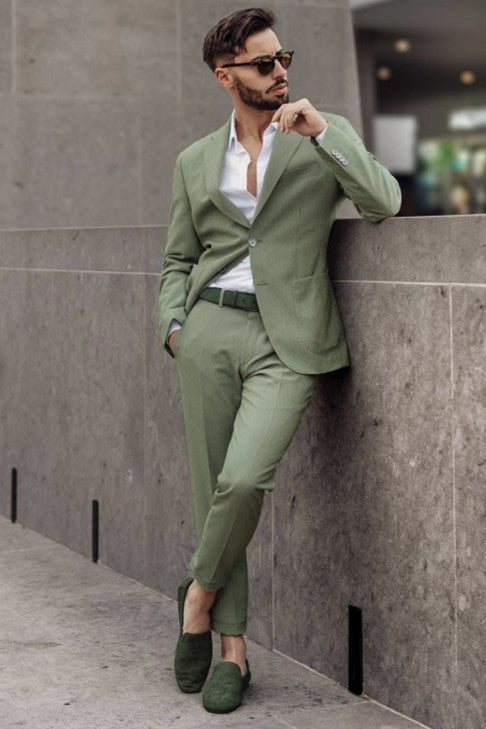 Light Green Designer Bespoke Men's Suits for Prom