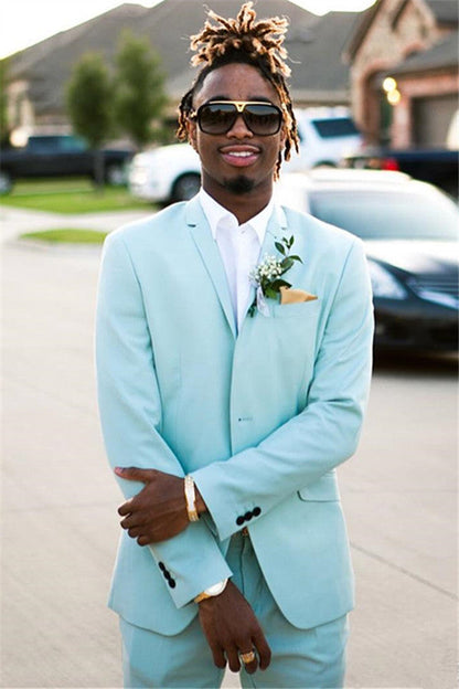 Mint Green Slim Fit Men's Suits Groomsmen Wear Two Pieces Notch Lapel