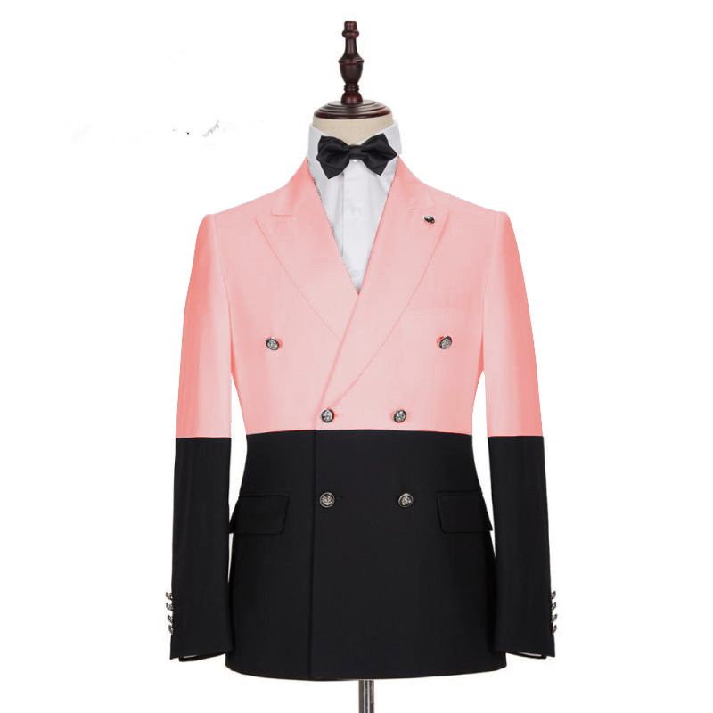 Modern Pink Double Breasted Slim Fit Designer Men Suits for Prom